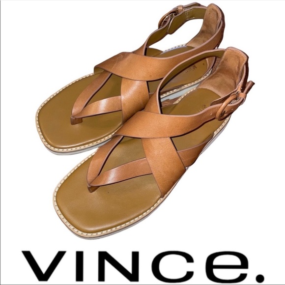 Vince Morris Tan LE Strappy Gladiator Sandals Size 6.5 36.5 - Picture 3 of 16